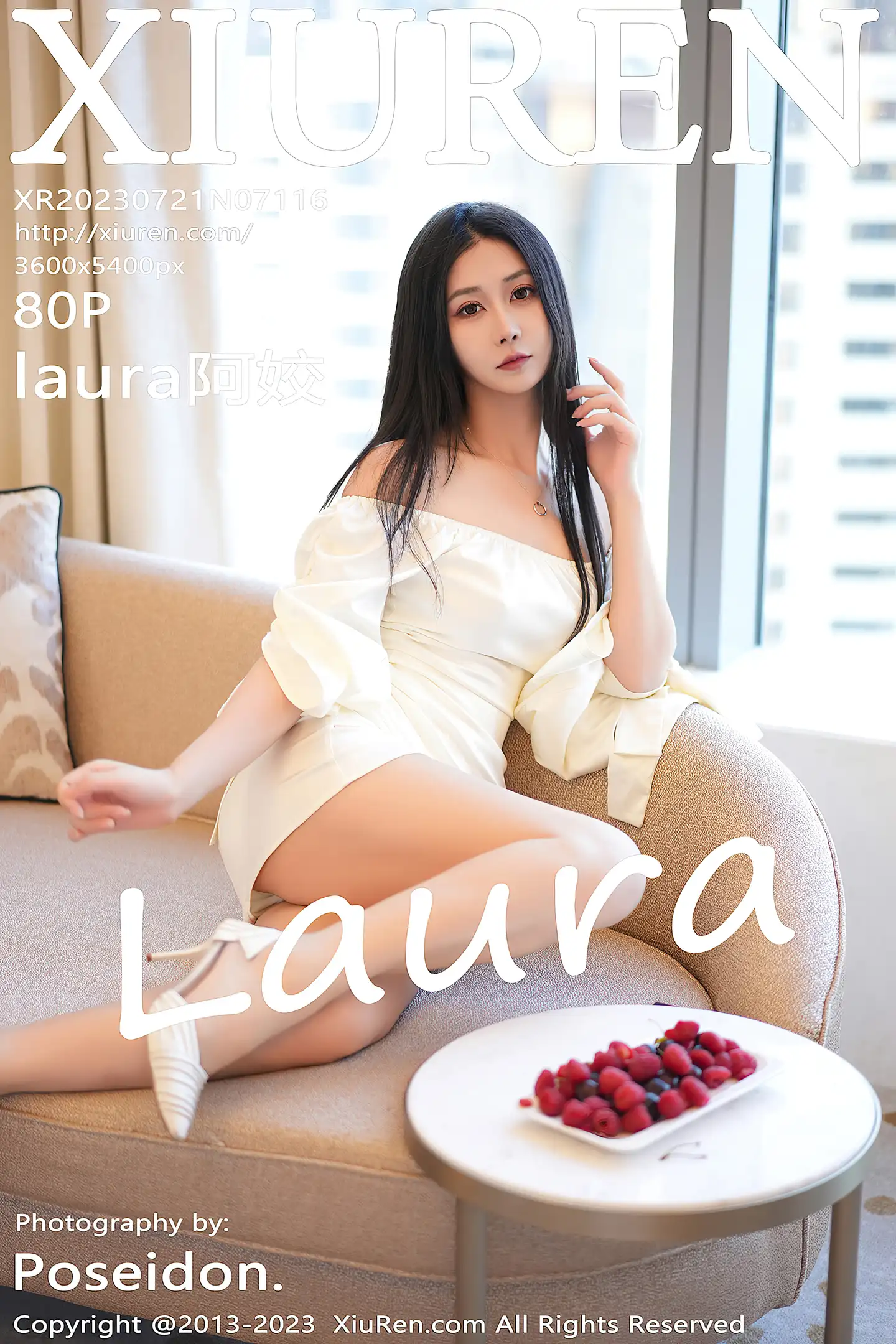 [XiuRen秀人网]No.7116_模特laura阿姣性感白色露肩连衣裙半脱露豪乳遮点极致诱惑写真80P-秀人网 - XiuRen.Space